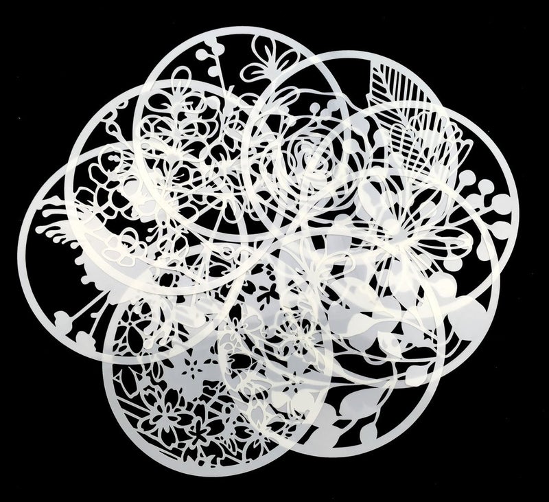Hyamass 8-Pack Floral Painting Stencils - Round Hollow-Out Reusable Craft Stencils for DIY Wall Art, Canvas, & Fabric Decoration - Image 3